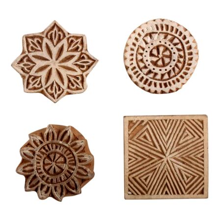 Set of 4 Piece New Mix Wooden Printing Block